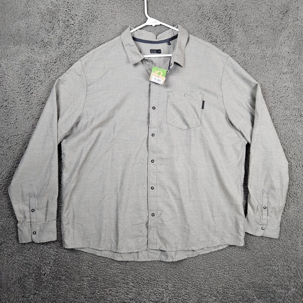 Pearl Izumi Rove Flannel Shirt Mens XXL Smoke‎ Grey Stone Weave Snap Button